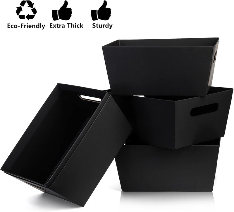 DEAYOU 5 Pack Gift Basket Empty, 12" x 10" Kraft Basket With Handle, 6 LB Cardboard Gift Basket Market Tray, Large Black Paper Baskets Holder Container for Wine Gift, DIY, Food, Snacks, Crafts, Easter - Image 4